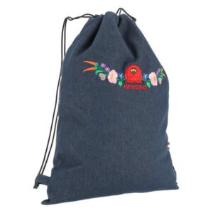 Dressa Denim kalocsai mintás hímzett női farmer tornazsák - kék_d190712_Mirunska.com