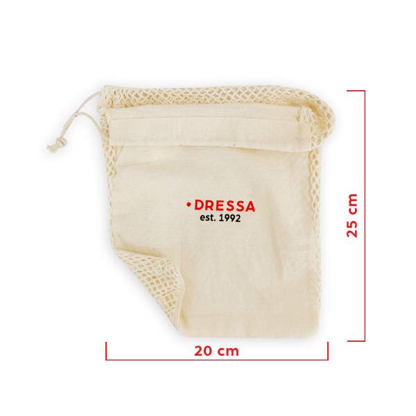 Dressa Shopping hálós összehúzható pamut textil szütyő - nagy_d153814_Mirunska.com